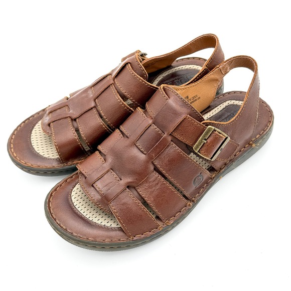Born Sandals Mens 11M Brown Leather Fisherman Slingback Buckle Comfort - Picture 1 of 7
